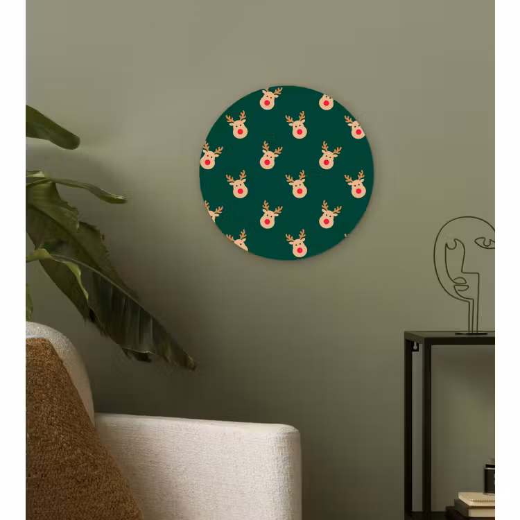 Wandcirkel - Glas - Rendieren - Kerst - Groen — 3