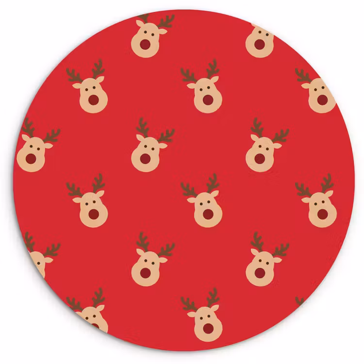 Wandcirkel - Glas - Rendieren - Kerst - Rood — 1