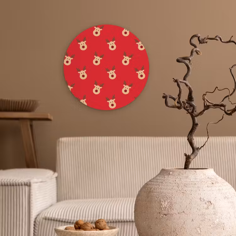 Wandcirkel - Glas - Rendieren - Kerst - Rood — 2