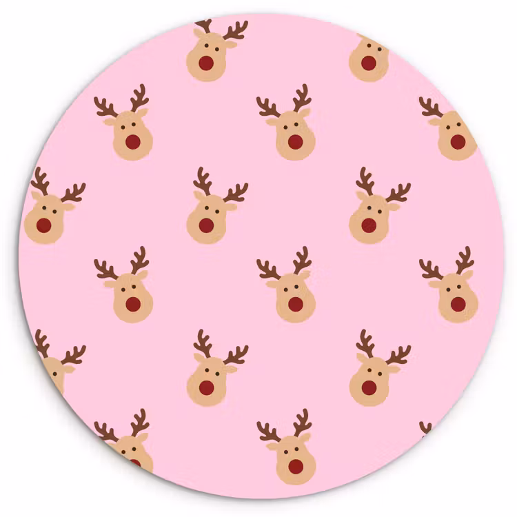 Wandcirkel - Glas - Rendieren - Kerst - Roze — 1