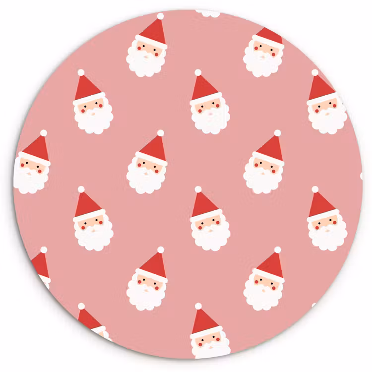 Wandcirkel - Glas - Kerst - Kerstman - Roze — 1