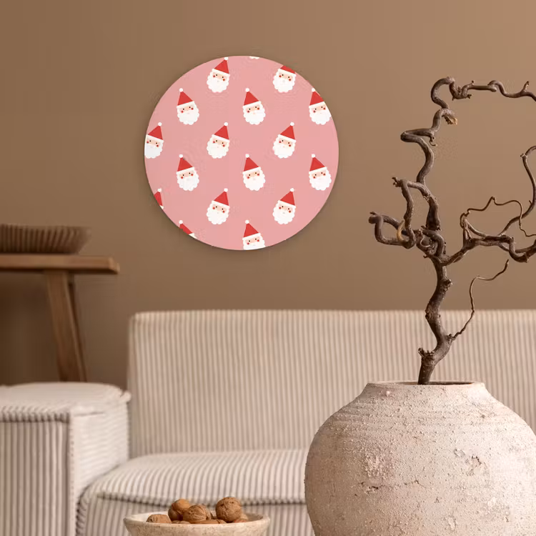 Wandcirkel - Glas - Kerst - Kerstman - Roze — 2