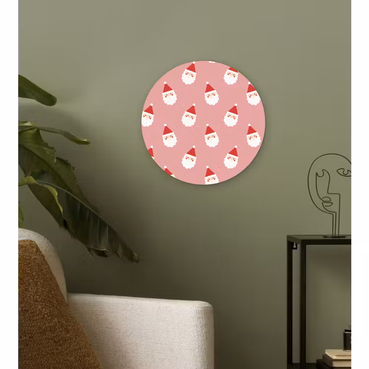 Wandcirkel - Glas - Kerst - Kerstman - Roze — 3