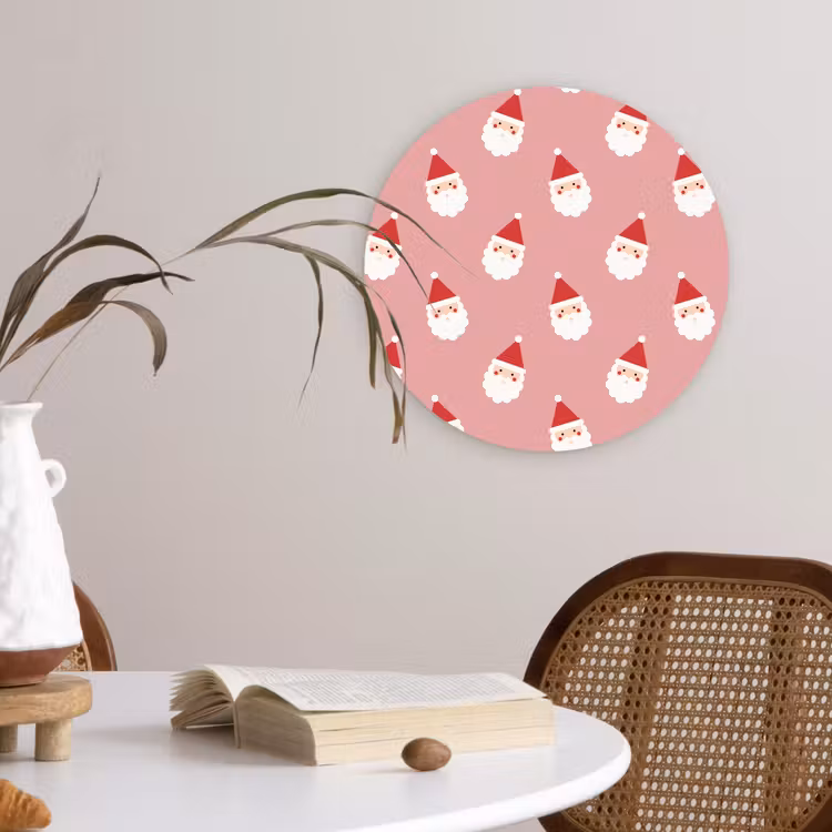 Wandcirkel - Glas - Kerst - Kerstman - Roze — 4