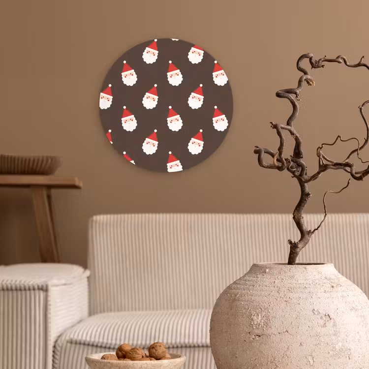 Wandcirkel - Glas - Kerstman - Kerst - Bruin — 2
