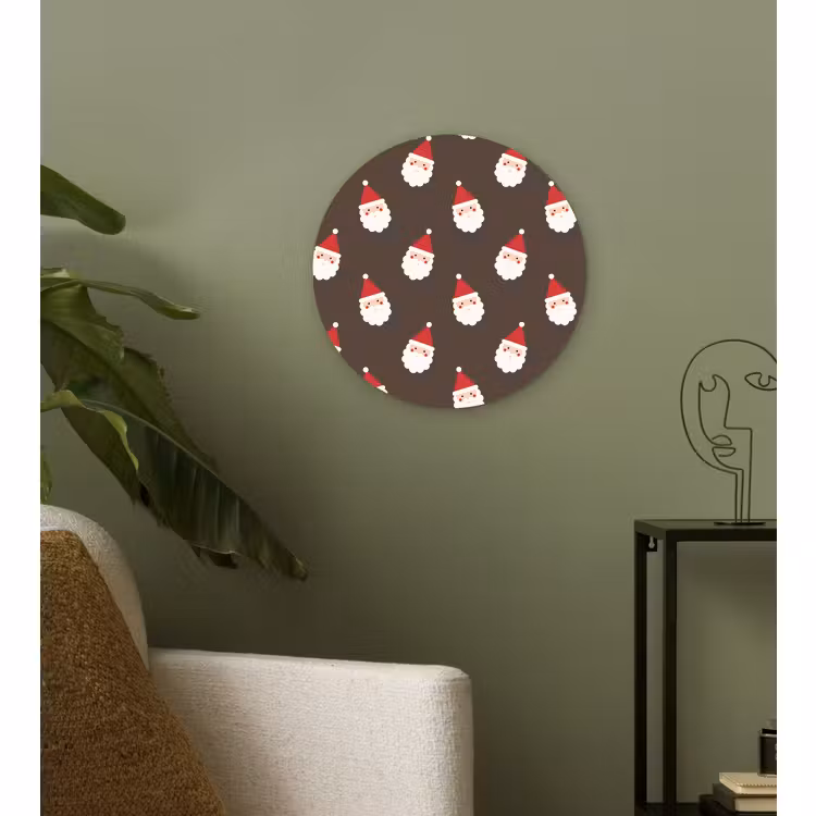 Wandcirkel - Glas - Kerstman - Kerst - Bruin — 3