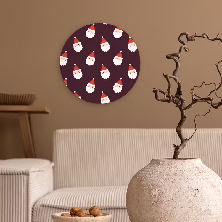 Wandcirkel - Glas - Kerstman - Kerst - Donker - Rood — 2