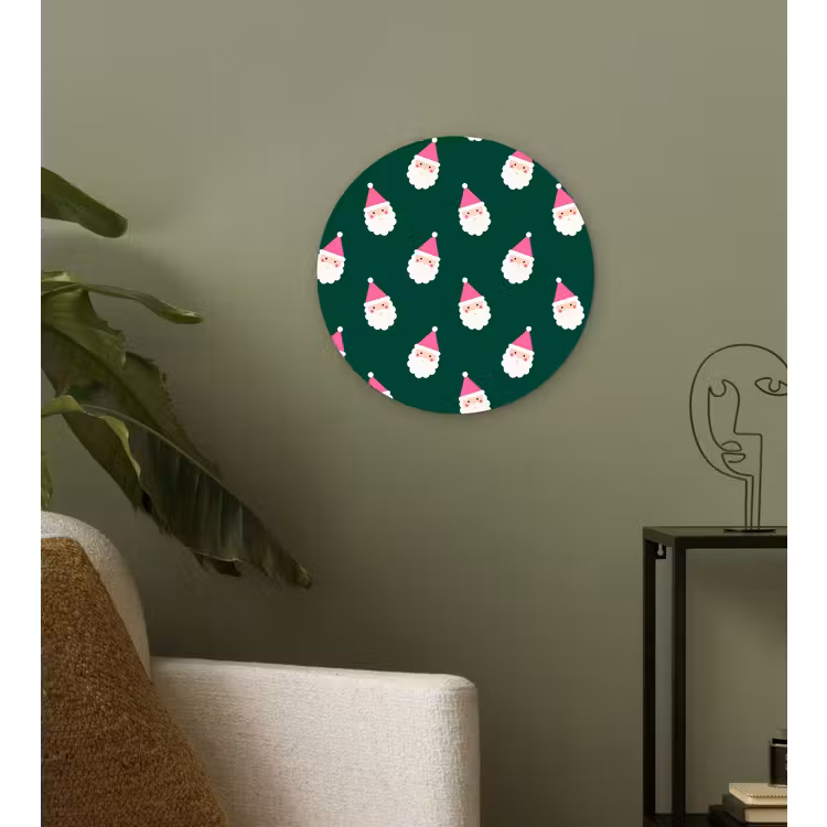 Wandcirkel - Glas - Kerstman - Kerst - Groen - Roze — 3