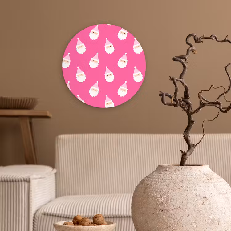 Wandcirkel - Glas - Kerstman - Kerst - Neon - Roze — 2