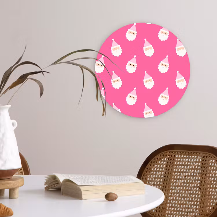 Wandcirkel - Glas - Kerstman - Kerst - Neon - Roze — 4