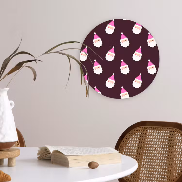 Wandcirkel - Glas - Kerstman - Kerst - Roze - Burgundy — 4