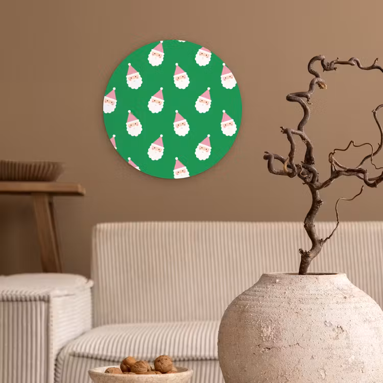 Wandcirkel - Glas - Kerstman - Kerst - Roze - Groen — 2