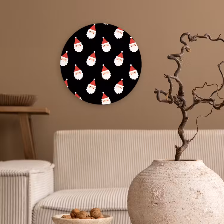 Wandcirkel - Glas - Kerstman - Kerst - Zwart — 2