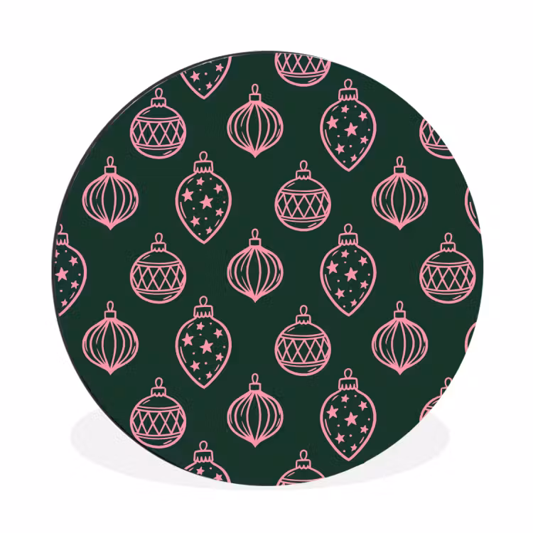 Wandcirkel - Aluminium - Kerstbal - Roze - Groen — 1