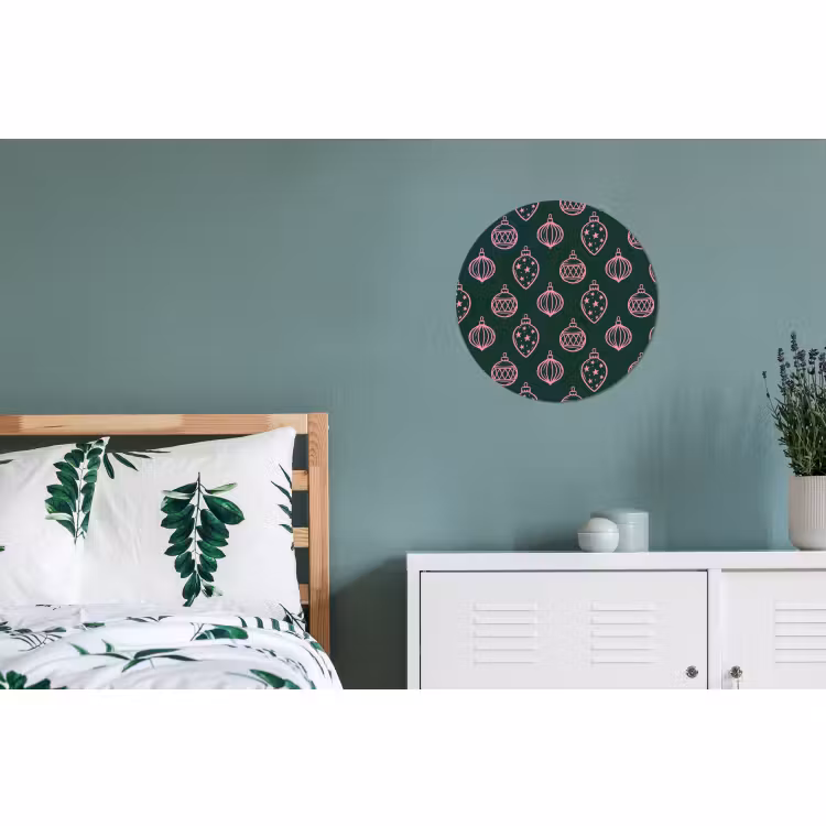 Wandcirkel - Aluminium - Kerstbal - Roze - Groen — 4