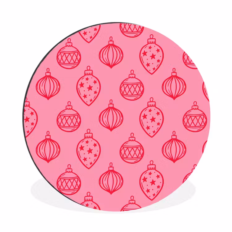 Wandcirkel - Aluminium - Kerstbal - Roze - Rood — 1