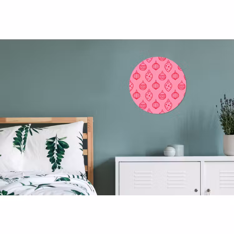 Wandcirkel - Aluminium - Kerstbal - Roze - Rood — 4