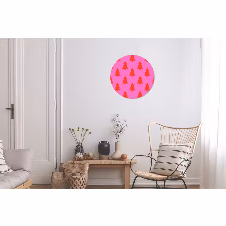 Wandcirkel - Aluminium - Kerstboom - Rood - Neon — 2