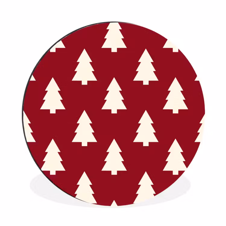 Wandcirkel - Aluminium - Kerstboom - Rood - Wit — 1