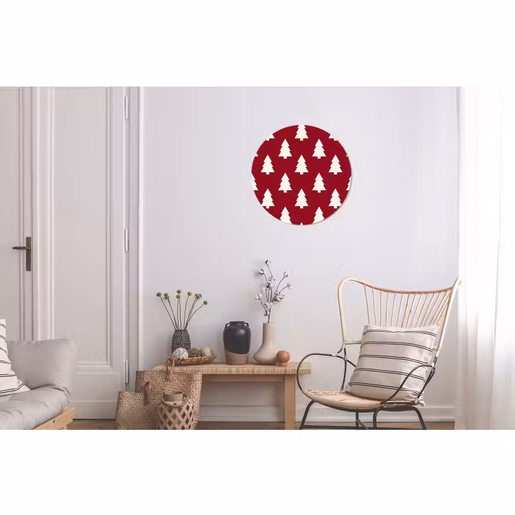 Wandcirkel - Aluminium - Kerstboom - Rood - Wit — 2