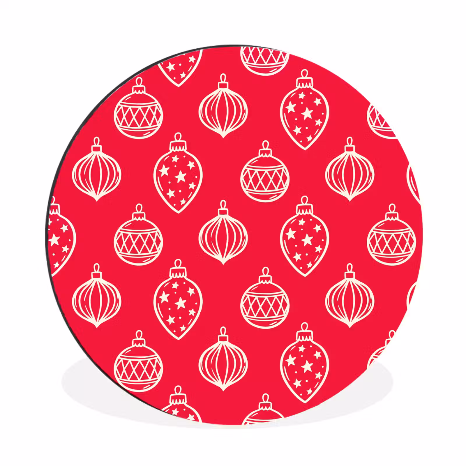Wandcirkel - Aluminium - Kerstbal - Rood - Wit — 1