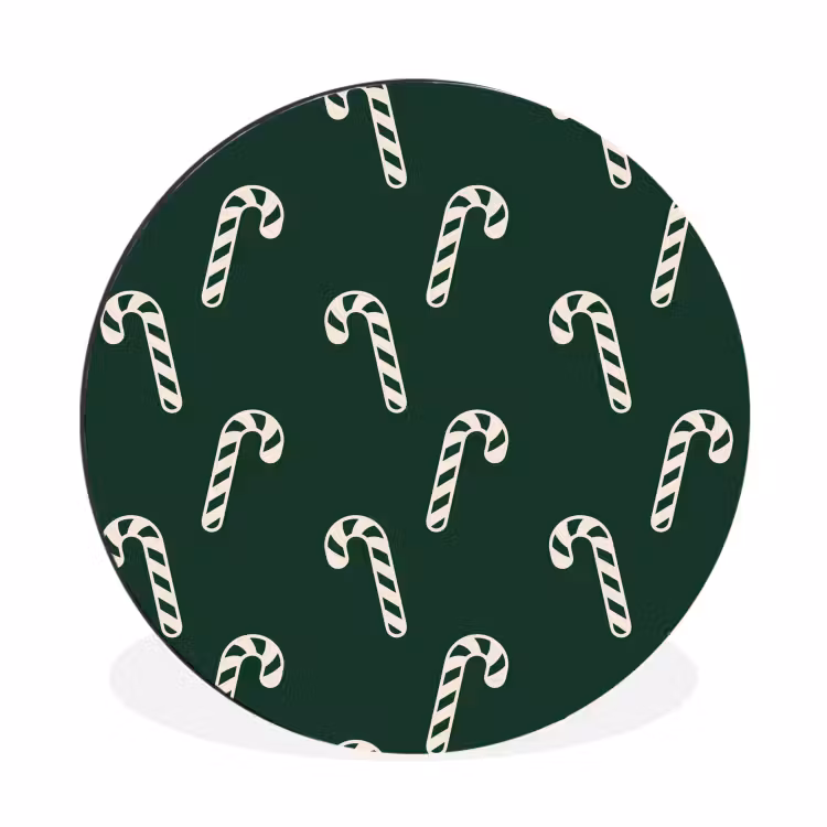 Wandcirkel - Aluminium - Kerst - Groen - Wit - Zuurstok — 1