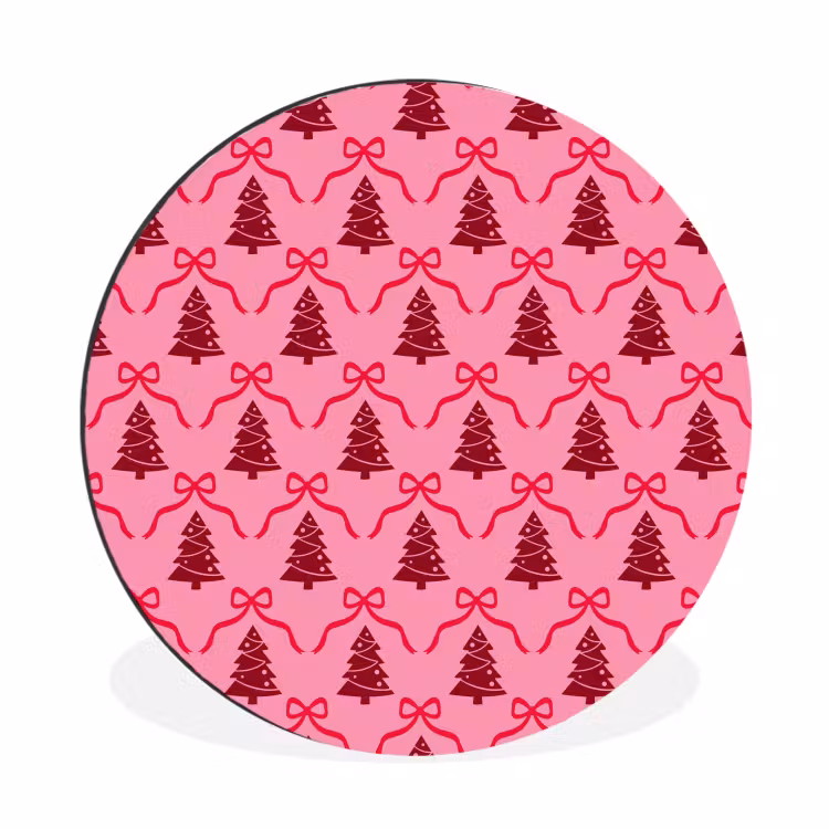 Wandcirkel - Aluminium - Kerst - Rood - Roze - Strik — 1