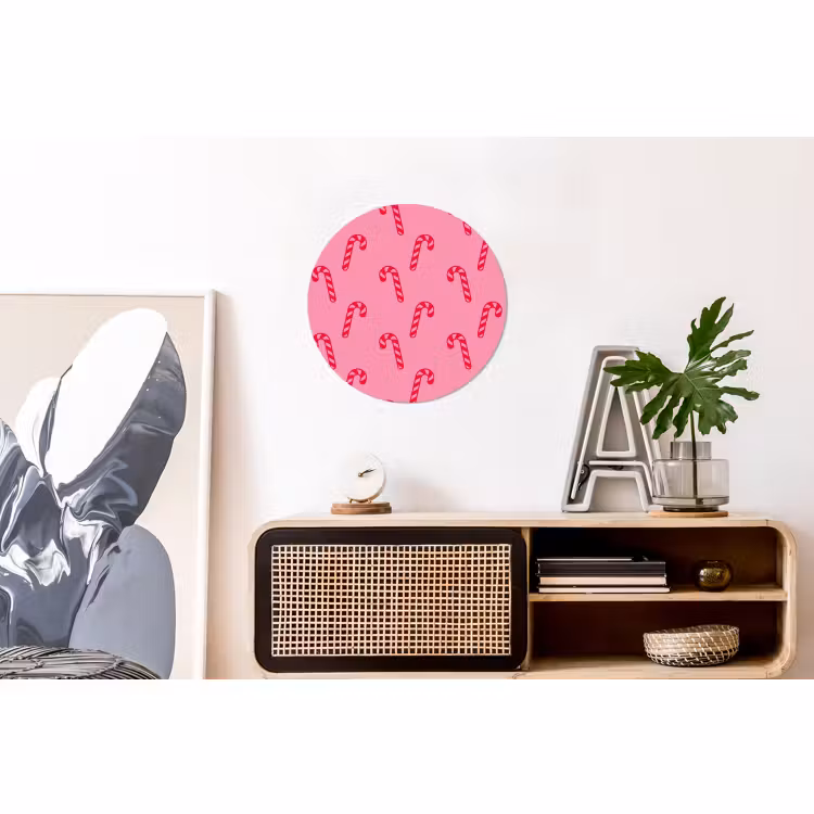 Wandcirkel - Aluminium - Kerst - Rood - Roze - Zuurstok — 3