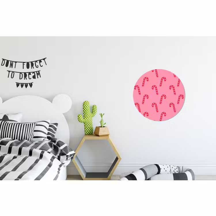 Wandcirkel - Aluminium - Kerst - Rood - Roze - Zuurstok — 5