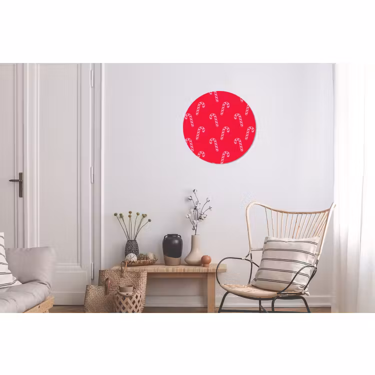 Wandcirkel - Aluminium - Kerst - Roze - Rood - Zuurstok — 2