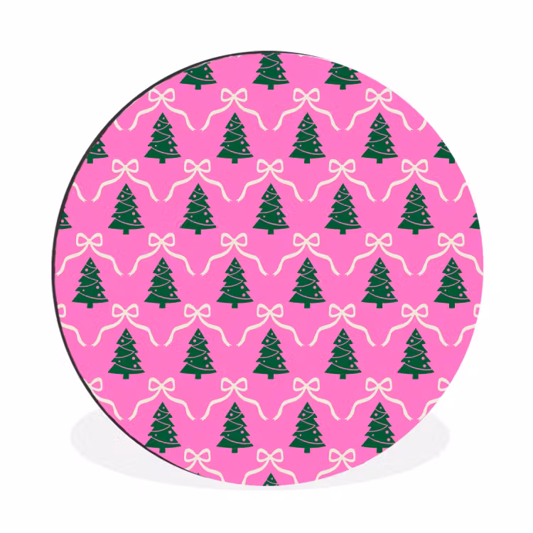 Wandcirkel - Aluminium - Kerst - Roze - Wit - Strik — 1