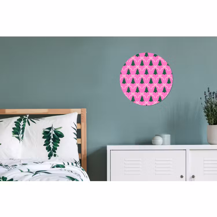 Wandcirkel - Aluminium - Kerst - Roze - Wit - Strik — 4