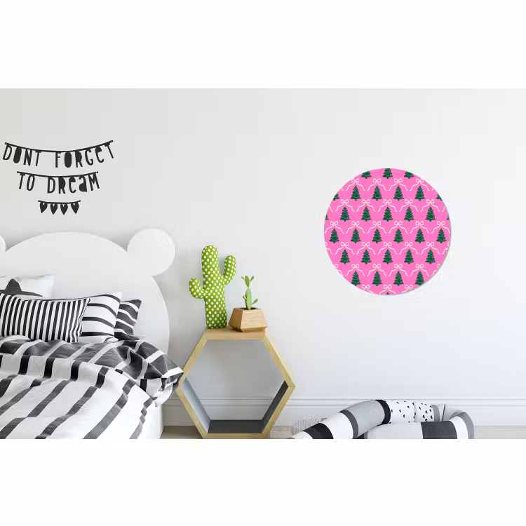 Wandcirkel - Aluminium - Kerst - Roze - Wit - Strik — 5