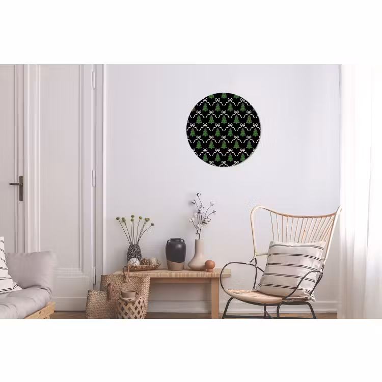 Wandcirkel - Aluminium - Kerst - Zwart - Wit - Strik — 2