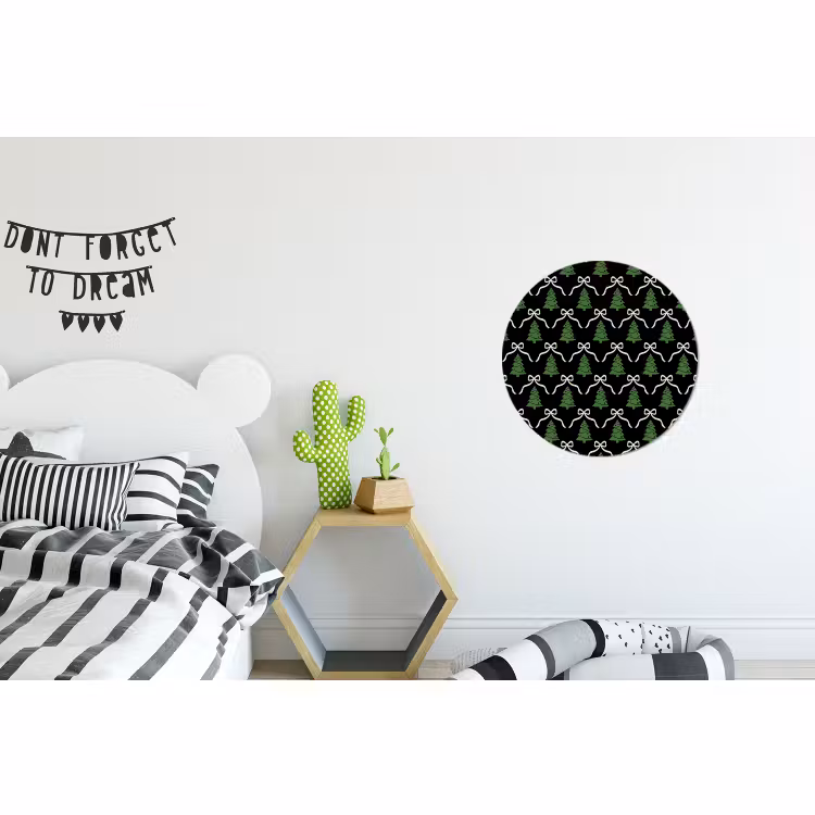 Wandcirkel - Aluminium - Kerst - Zwart - Wit - Strik — 5