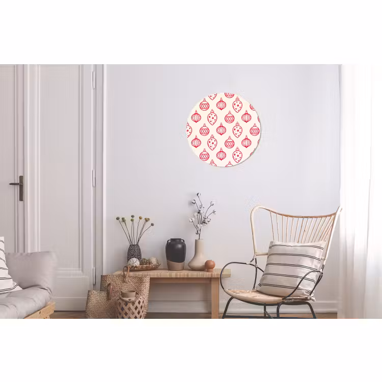 Wandcirkel - Aluminium - Kerstbal - Crème - Rood — 2