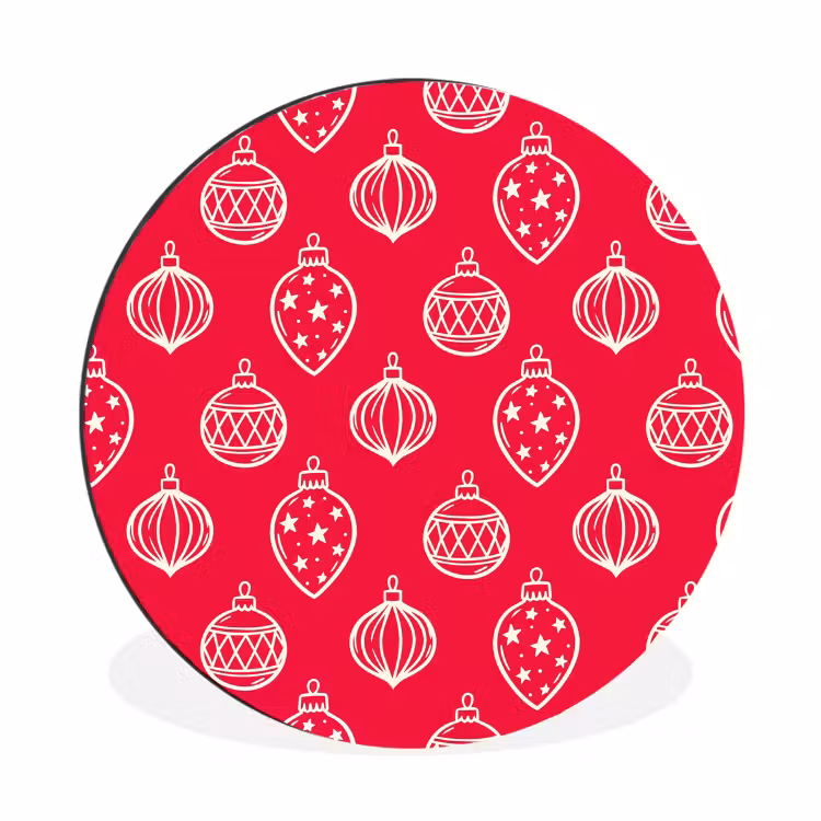 Wandcirkel - Aluminium - Kerstbal - Rood - Wit — 1