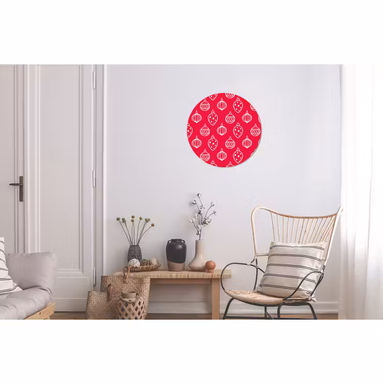 Wandcirkel - Aluminium - Kerstbal - Rood - Wit — 2