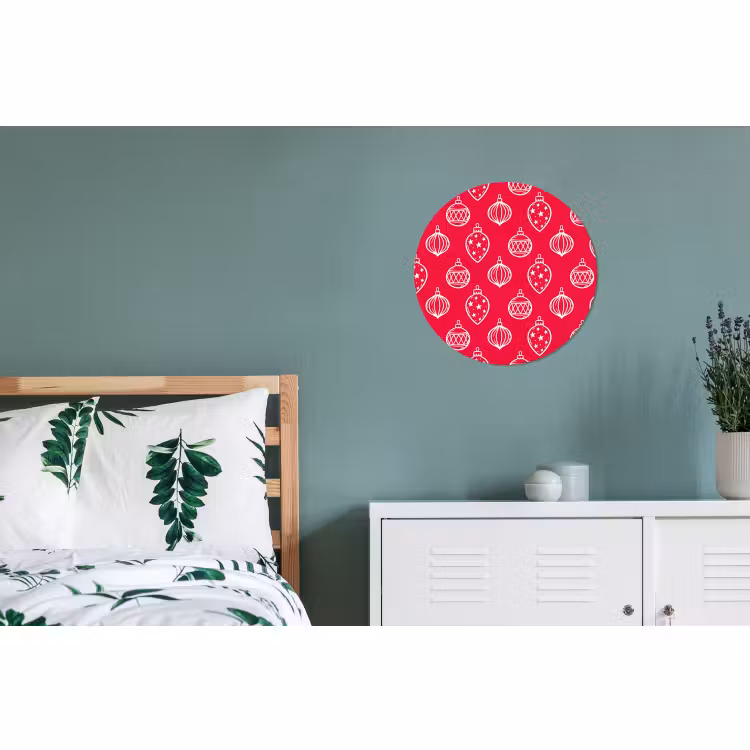 Wandcirkel - Aluminium - Kerstbal - Rood - Wit — 4