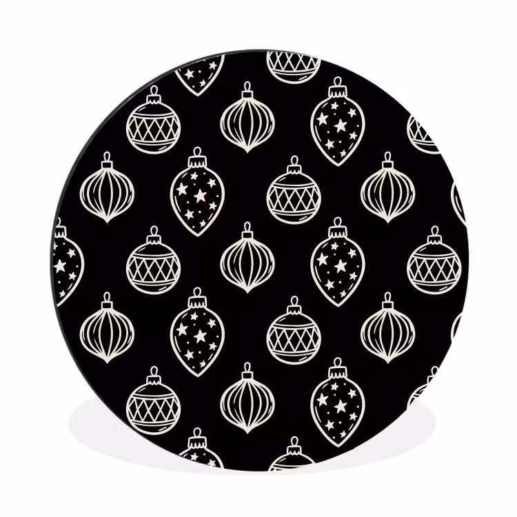 Wandcirkel - Aluminium - Kerstbal - Wit - Zwart — 1