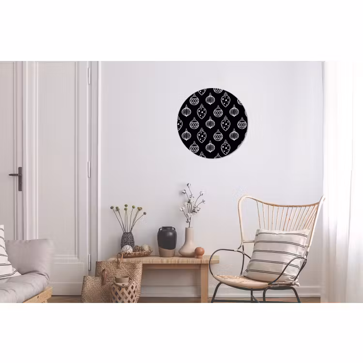 Wandcirkel - Aluminium - Kerstbal - Wit - Zwart — 2