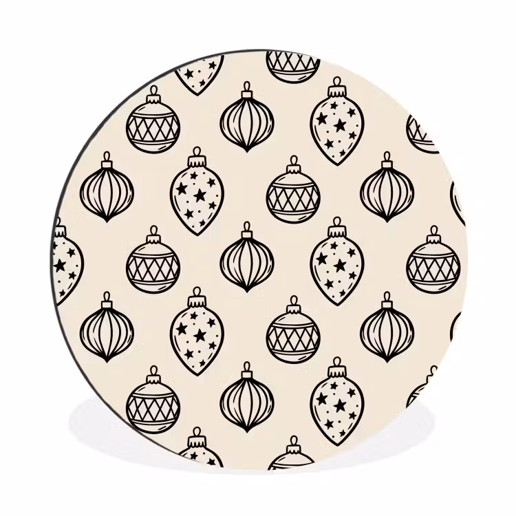 Wandcirkel - Aluminium - Kerstbal - Zwart - Wit — 1