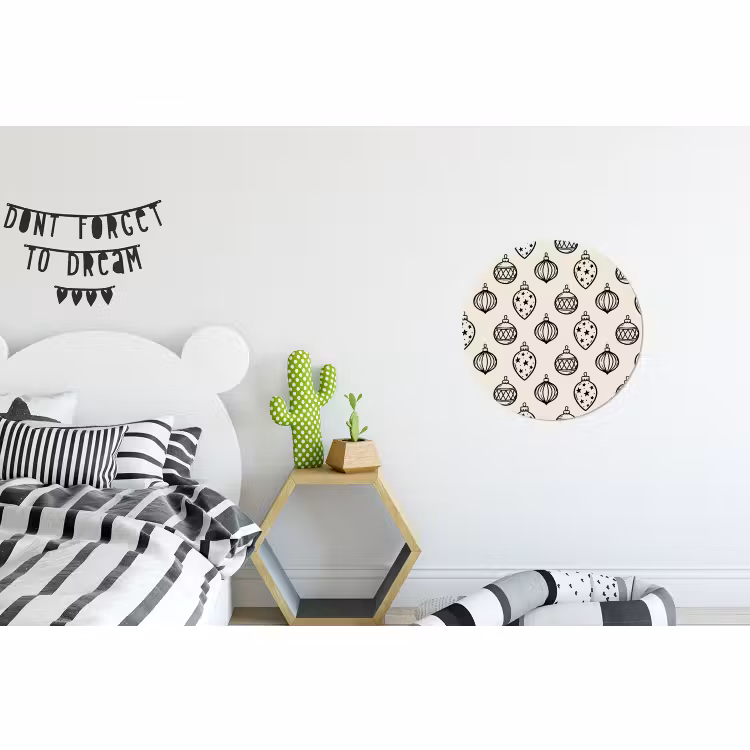 Wandcirkel - Aluminium - Kerstbal - Zwart - Wit — 5