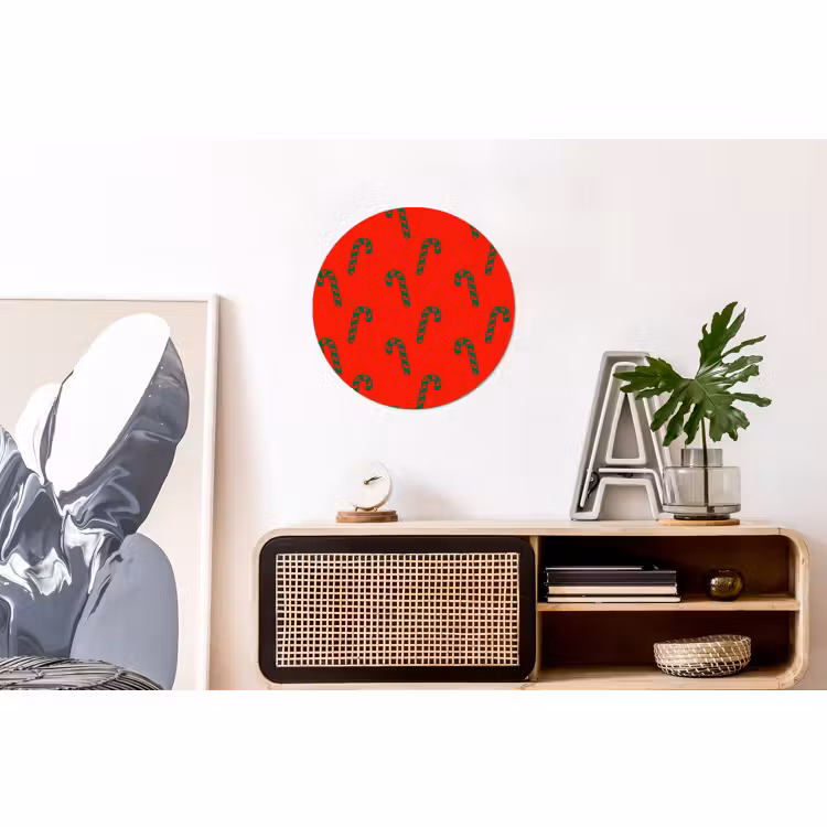 Wandcirkel - Aluminium - Kerst - Rood - Groen - Zuurstok — 3