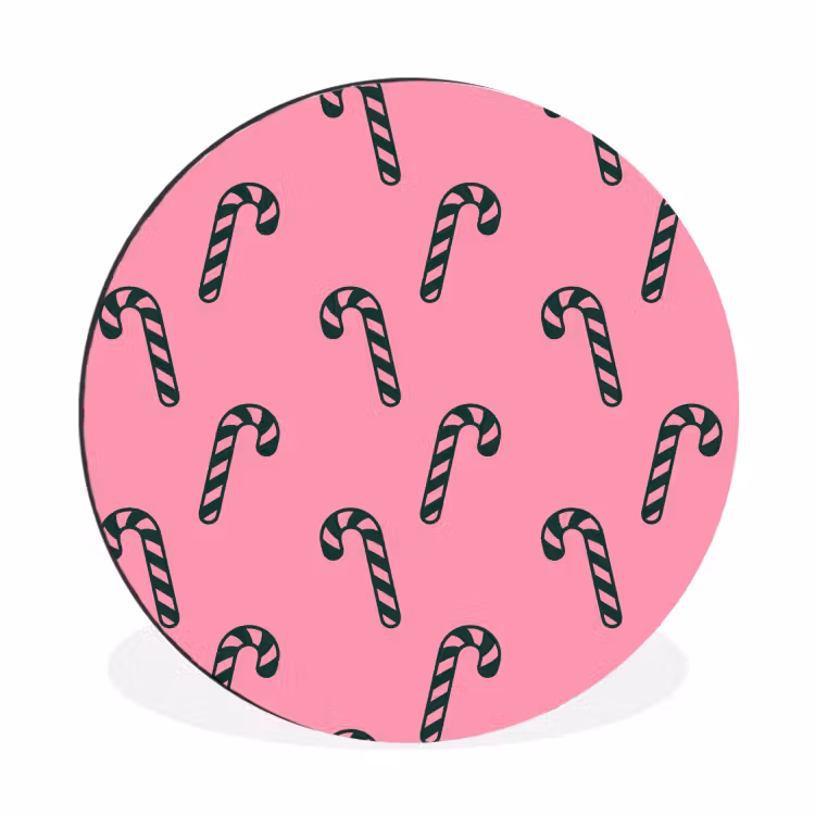 Wandcirkel - Aluminium - Kerst - Roze - Groen - Zuurstok — 1