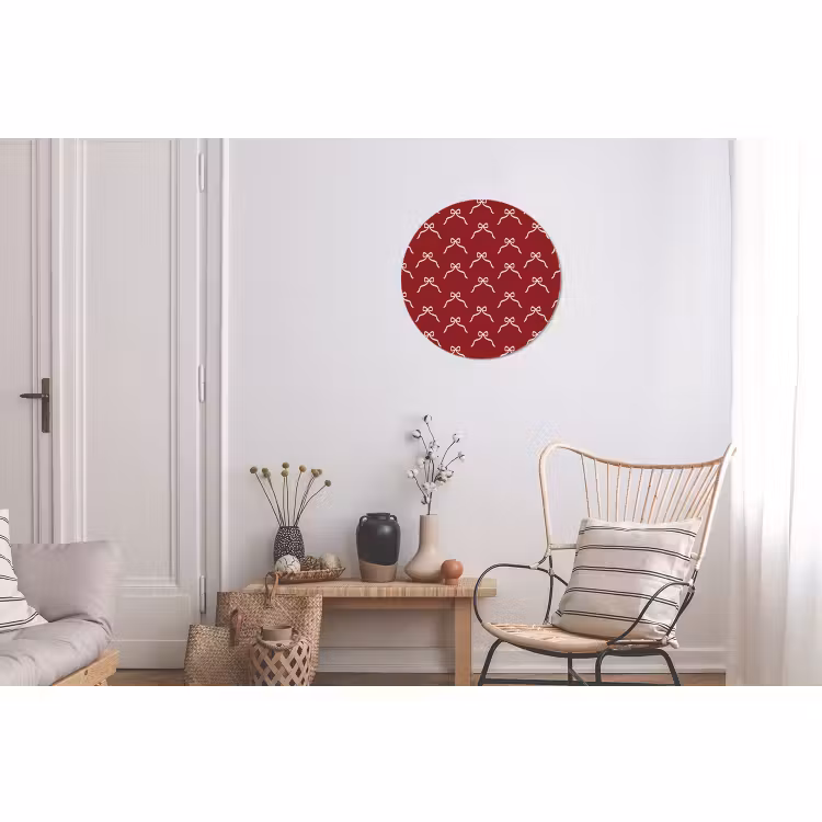 Wandcirkel - Aluminium - Strik - Kerst - Rood - Wit — 2