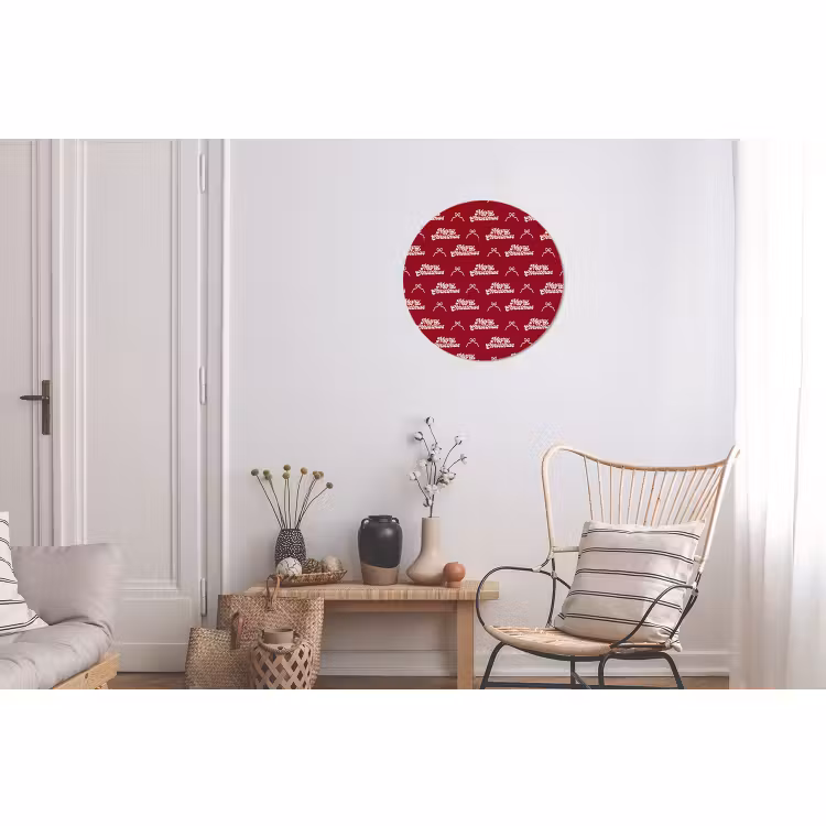 Wandcirkel - Aluminium - Tekst - Rood - Wit - Strik — 2