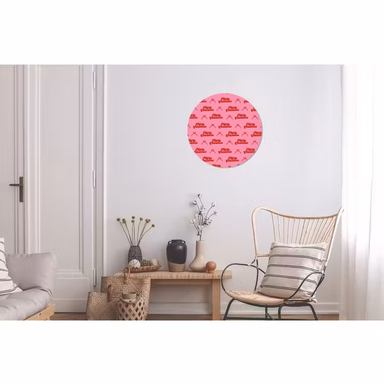 Wandcirkel - Aluminium - Tekst - Strik - Rood - Roze — 2