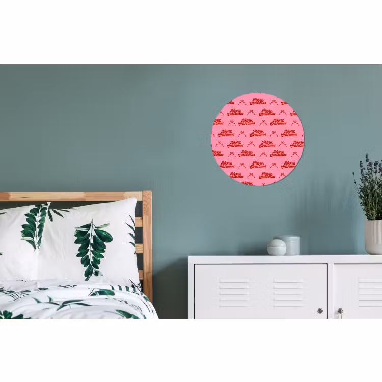Wandcirkel - Aluminium - Tekst - Strik - Rood - Roze — 4