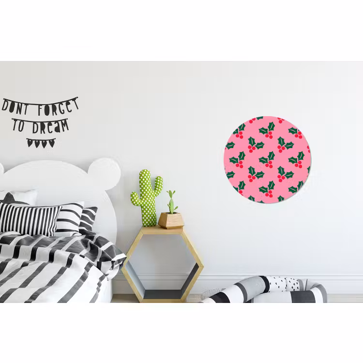 Wandcirkel - Aluminium - Hulst - Kerst - Roze — 5